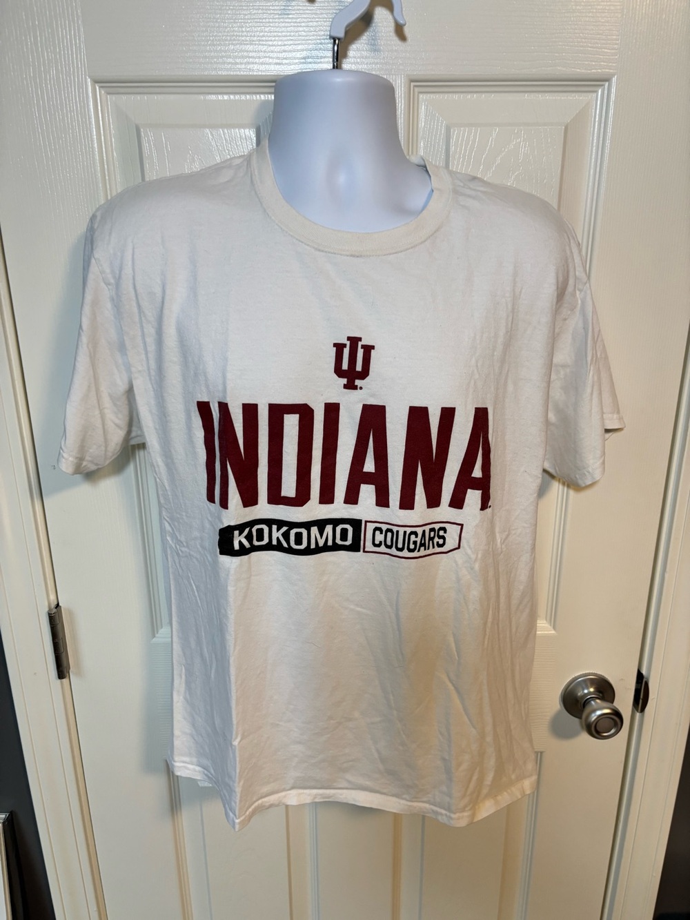 Indiana Kokomo Cougars White & Maroon Logo T-Shirt size large